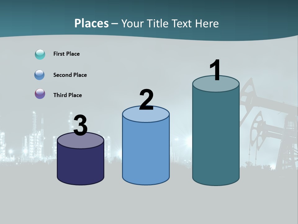 Night Oil Field Pump Jack PowerPoint Template