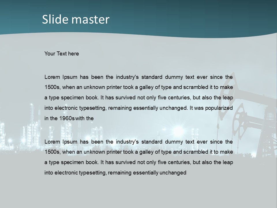 Night Oil Field Pump Jack PowerPoint Template