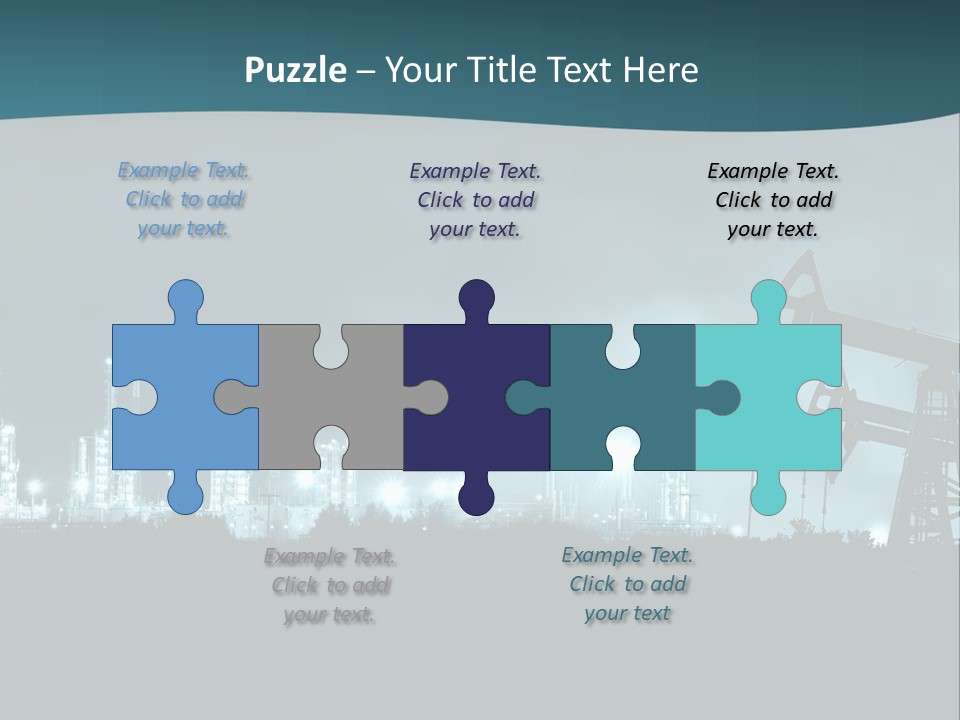 Night Oil Field Pump Jack PowerPoint Template