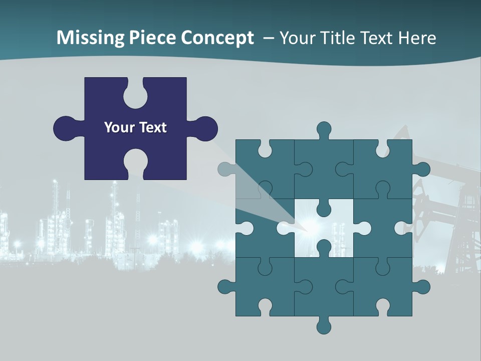 Night Oil Field Pump Jack PowerPoint Template