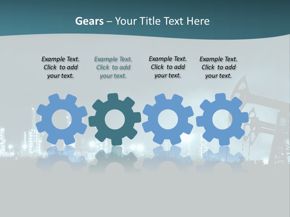 Night Oil Field Pump Jack PowerPoint Template