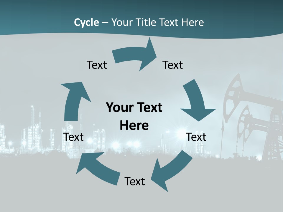 Night Oil Field Pump Jack PowerPoint Template
