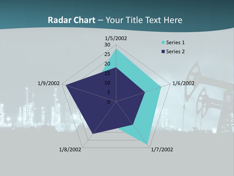 Night Oil Field Pump Jack PowerPoint Template