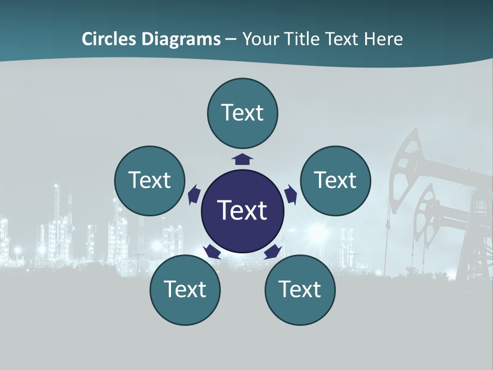 Night Oil Field Pump Jack PowerPoint Template