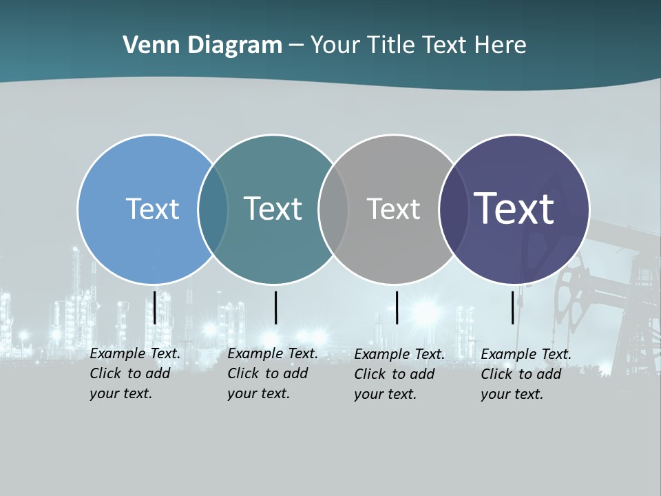 Night Oil Field Pump Jack PowerPoint Template