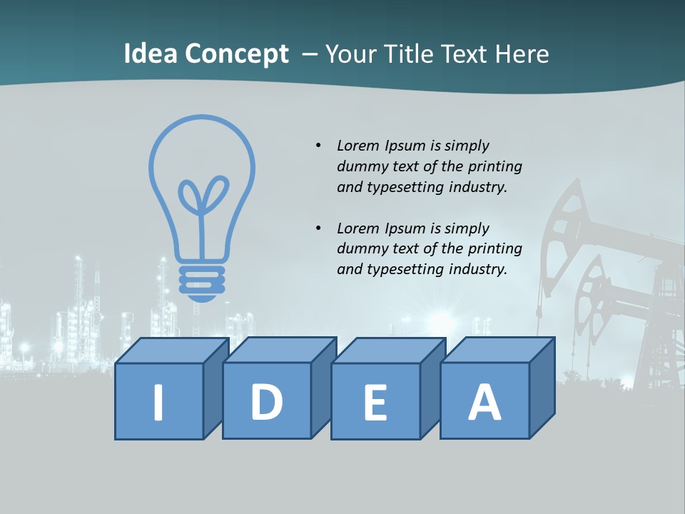 Night Oil Field Pump Jack PowerPoint Template