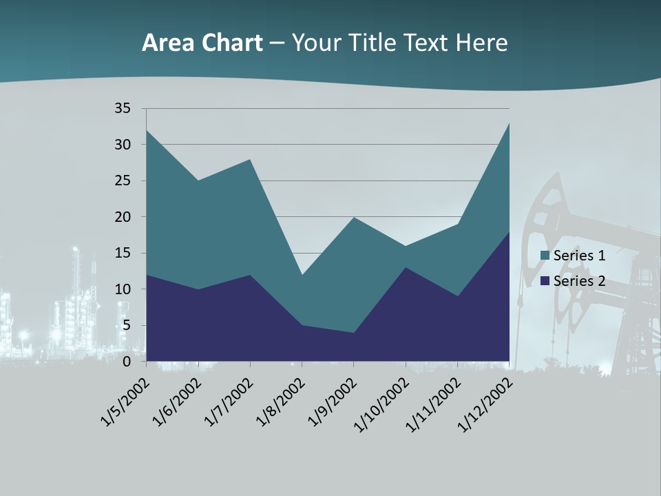 Night Oil Field Pump Jack PowerPoint Template