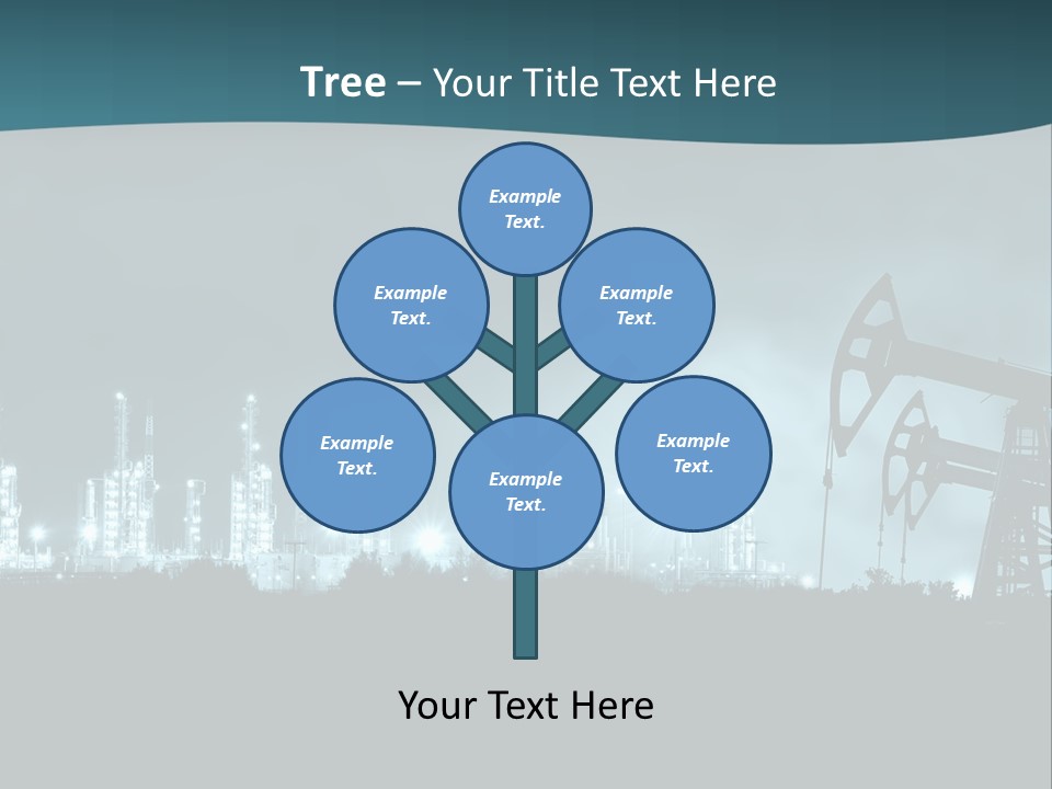 Night Oil Field Pump Jack PowerPoint Template