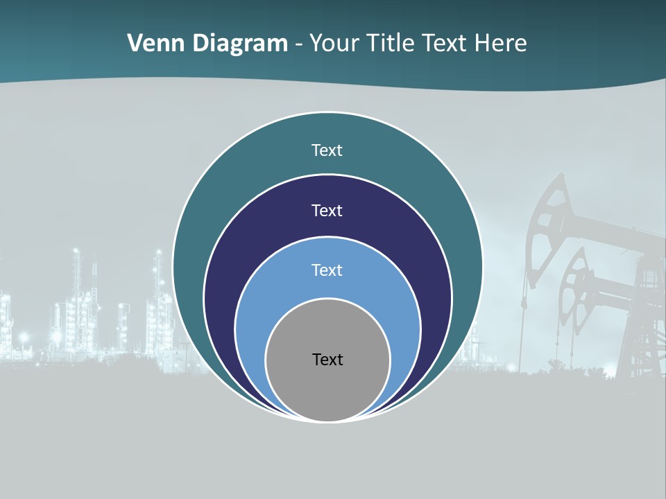 Night Oil Field Pump Jack PowerPoint Template