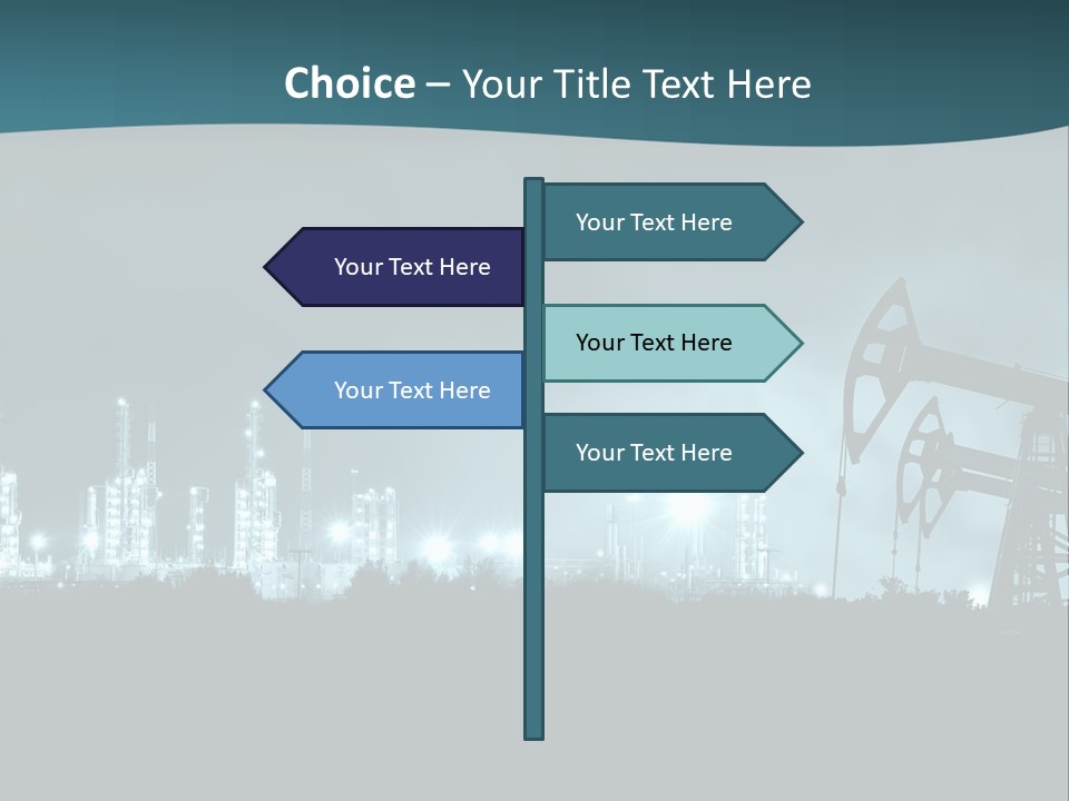 Night Oil Field Pump Jack PowerPoint Template