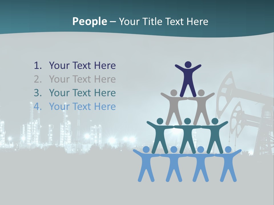 Night Oil Field Pump Jack PowerPoint Template