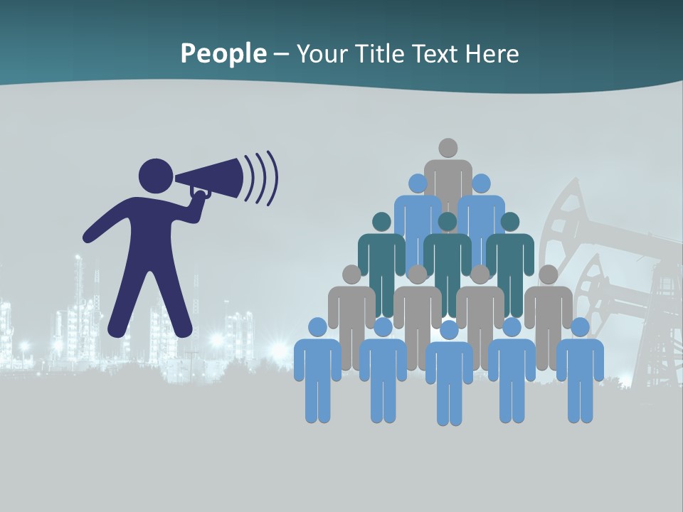 Night Oil Field Pump Jack PowerPoint Template
