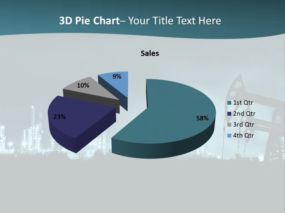 Night Oil Field Pump Jack PowerPoint Template