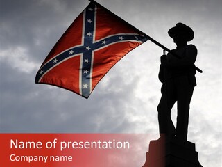 Day Silhouette Confederate Flag PowerPoint Template