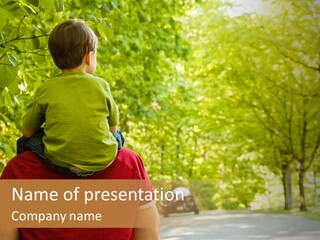 People Backs Little Boy PowerPoint Template