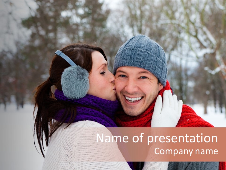 Happy Heart Snow PowerPoint Template