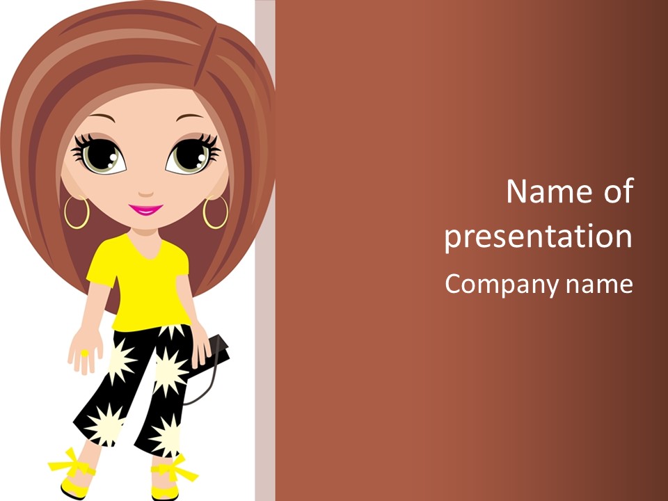 A Girl With Brown Hair Is Standing Next To A Wall PowerPoint Template