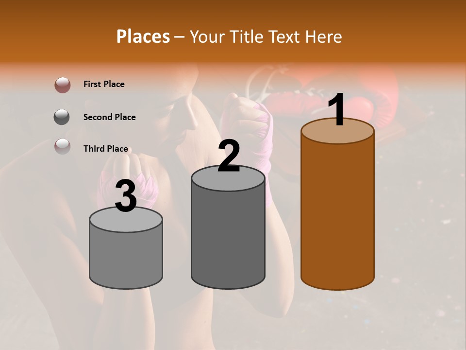 A Woman With Boxing Gloves And Gloves On PowerPoint Template