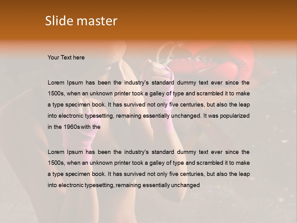 A Woman With Boxing Gloves And Gloves On PowerPoint Template