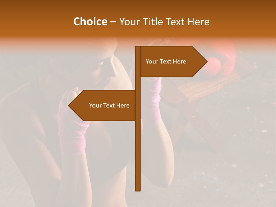 A Woman With Boxing Gloves And Gloves On PowerPoint Template