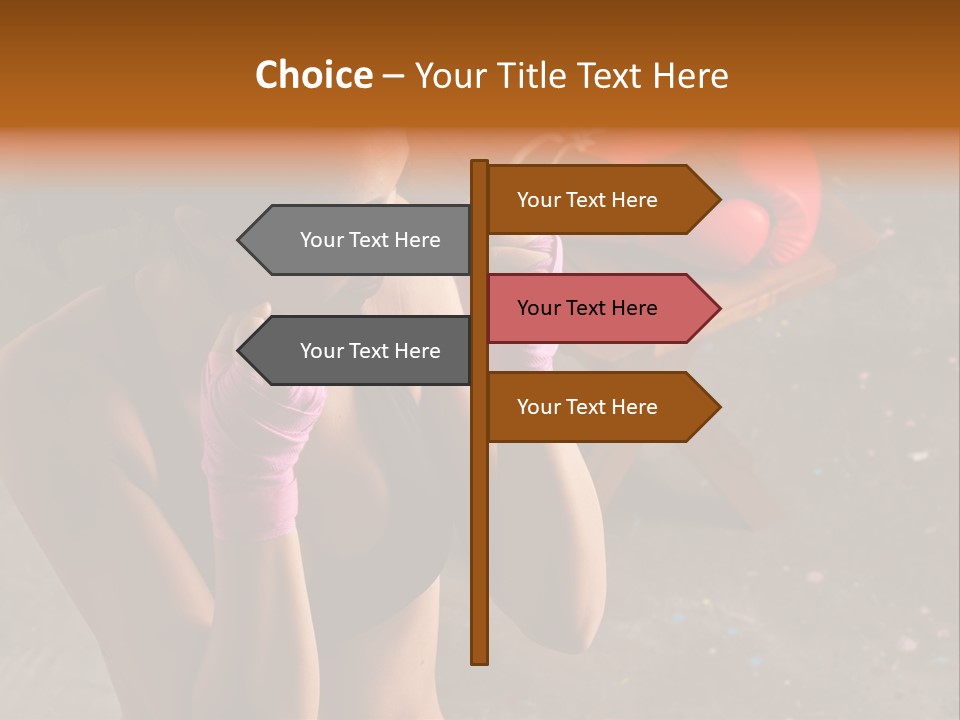 A Woman With Boxing Gloves And Gloves On PowerPoint Template