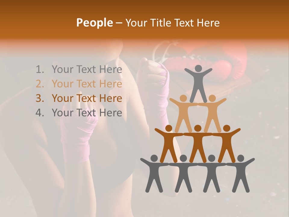 A Woman With Boxing Gloves And Gloves On PowerPoint Template