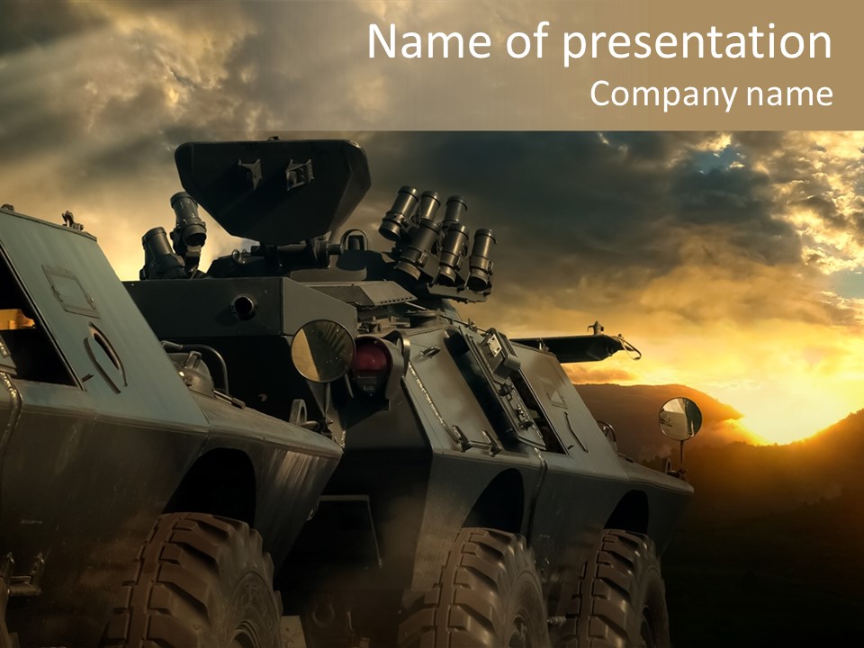 Aggression Tank Gun PowerPoint Template