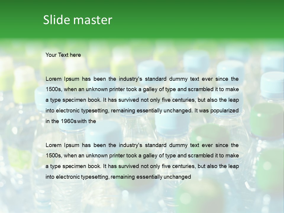 A Group Of Bottled Water Bottles Sitting On Top Of A Table PowerPoint Template