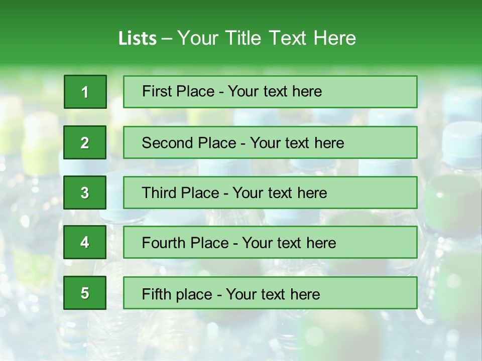 A Group Of Bottled Water Bottles Sitting On Top Of A Table PowerPoint Template