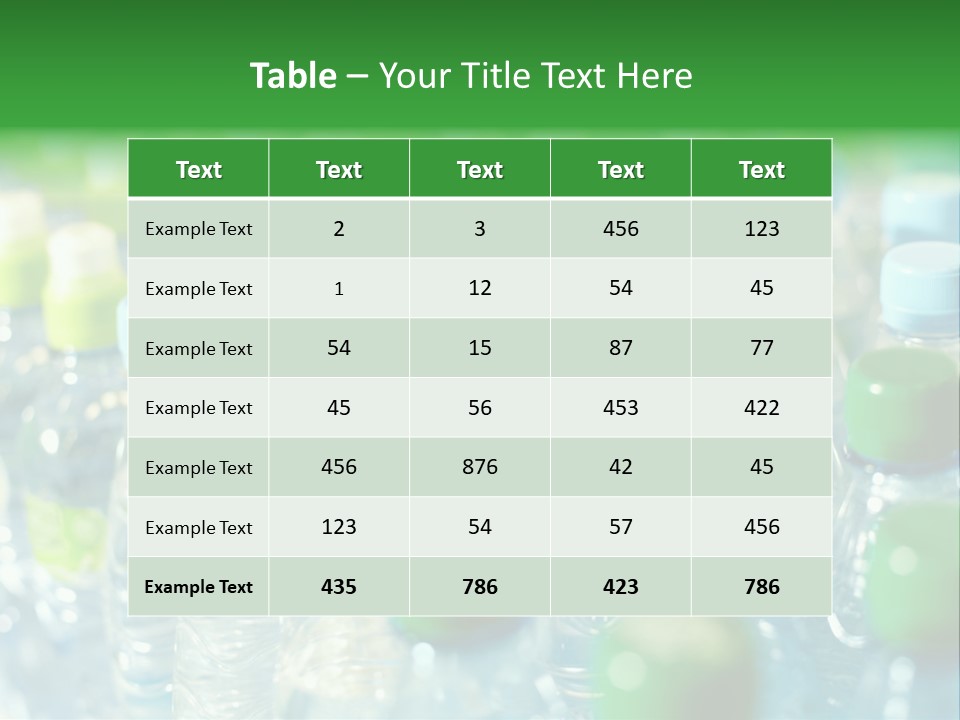A Group Of Bottled Water Bottles Sitting On Top Of A Table PowerPoint Template
