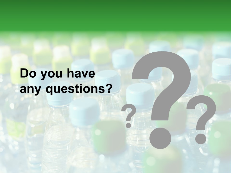 A Group Of Bottled Water Bottles Sitting On Top Of A Table PowerPoint Template