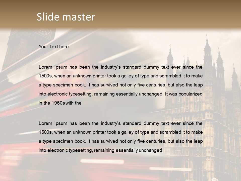 A Red Double Decker Bus Driving Down A Street PowerPoint Template