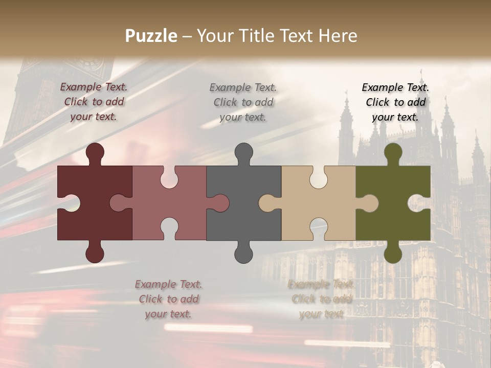 A Red Double Decker Bus Driving Down A Street PowerPoint Template