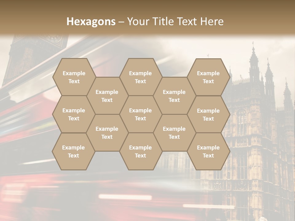 A Red Double Decker Bus Driving Down A Street PowerPoint Template