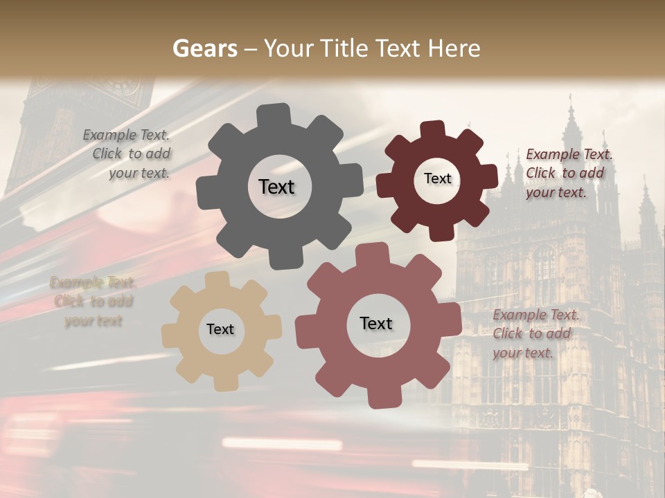 A Red Double Decker Bus Driving Down A Street PowerPoint Template