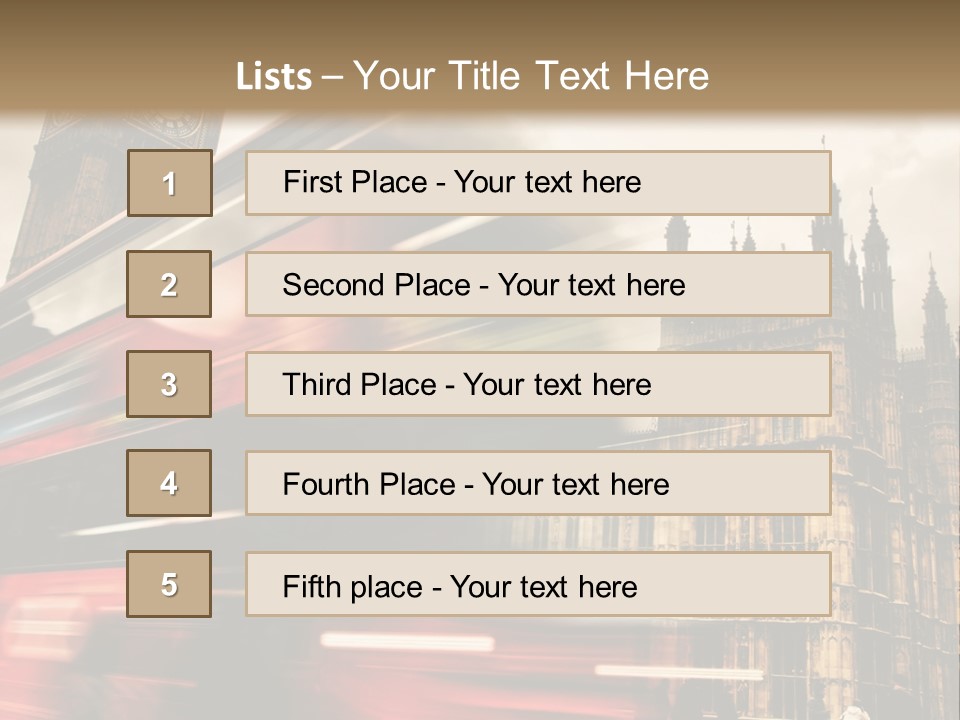 A Red Double Decker Bus Driving Down A Street PowerPoint Template