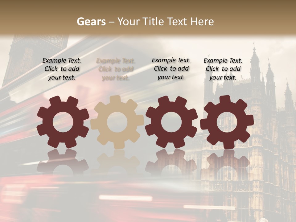 A Red Double Decker Bus Driving Down A Street PowerPoint Template