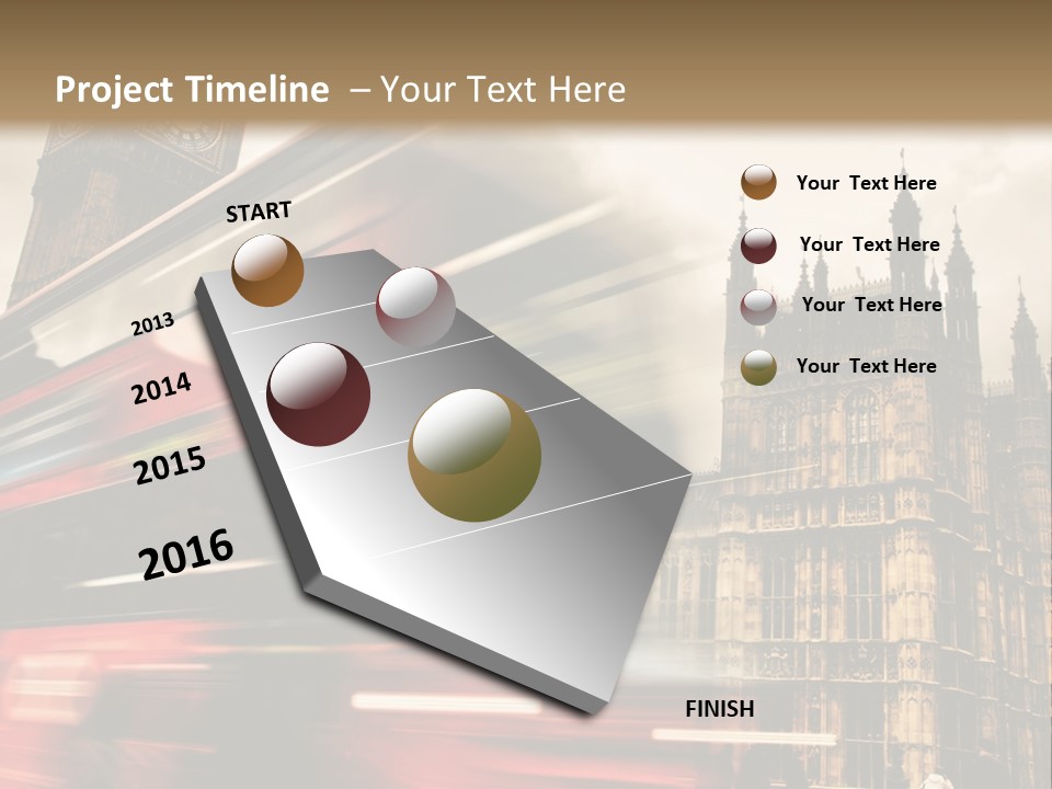 A Red Double Decker Bus Driving Down A Street PowerPoint Template