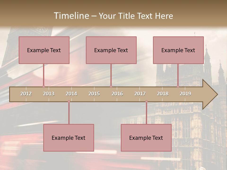A Red Double Decker Bus Driving Down A Street PowerPoint Template