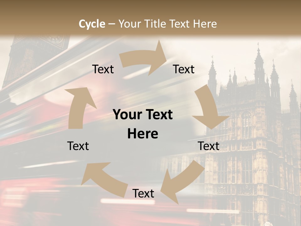 A Red Double Decker Bus Driving Down A Street PowerPoint Template