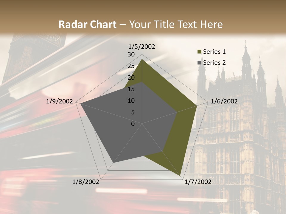 A Red Double Decker Bus Driving Down A Street PowerPoint Template