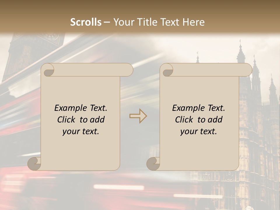 A Red Double Decker Bus Driving Down A Street PowerPoint Template