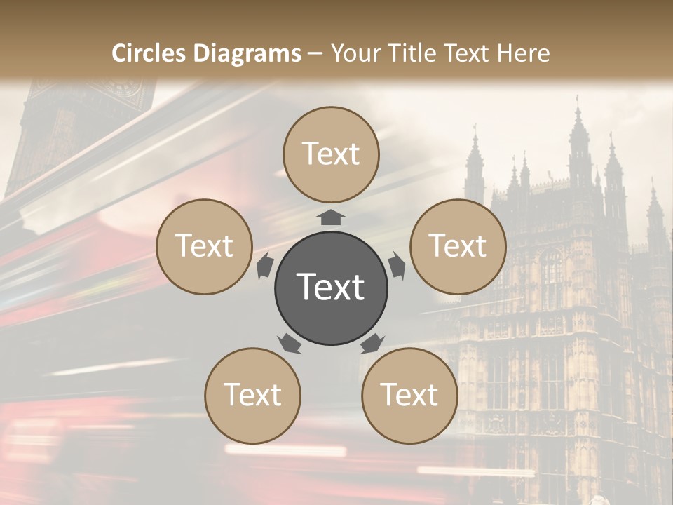 A Red Double Decker Bus Driving Down A Street PowerPoint Template