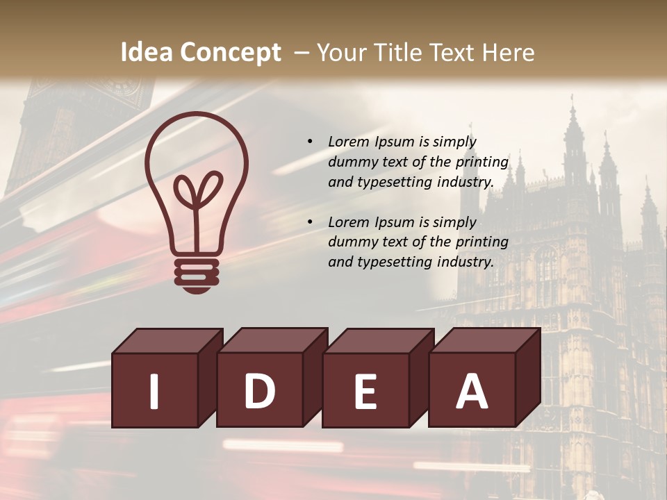 A Red Double Decker Bus Driving Down A Street PowerPoint Template