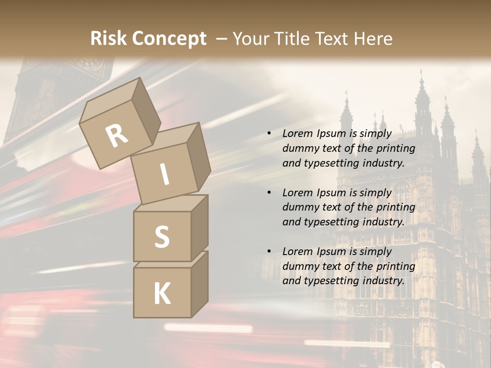 A Red Double Decker Bus Driving Down A Street PowerPoint Template