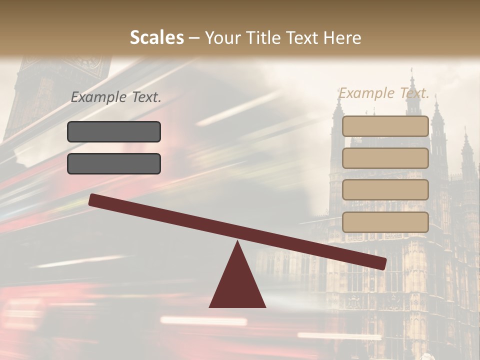 A Red Double Decker Bus Driving Down A Street PowerPoint Template