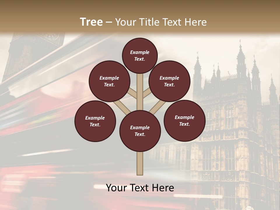 A Red Double Decker Bus Driving Down A Street PowerPoint Template