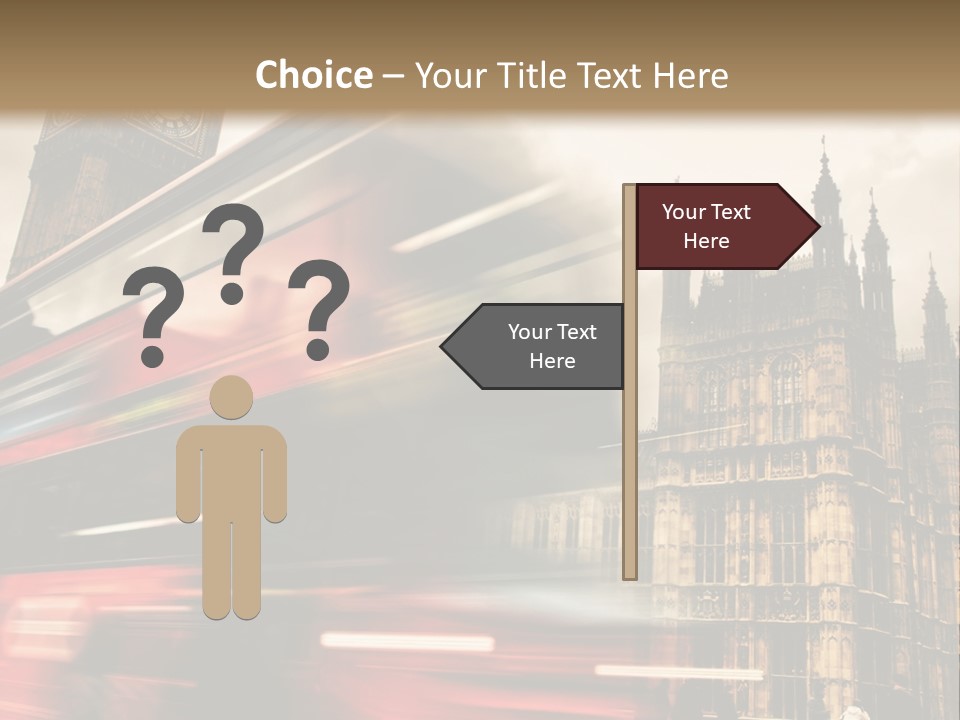 A Red Double Decker Bus Driving Down A Street PowerPoint Template