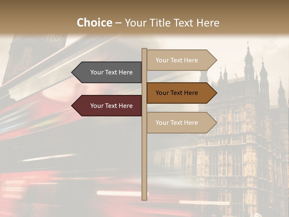 A Red Double Decker Bus Driving Down A Street PowerPoint Template