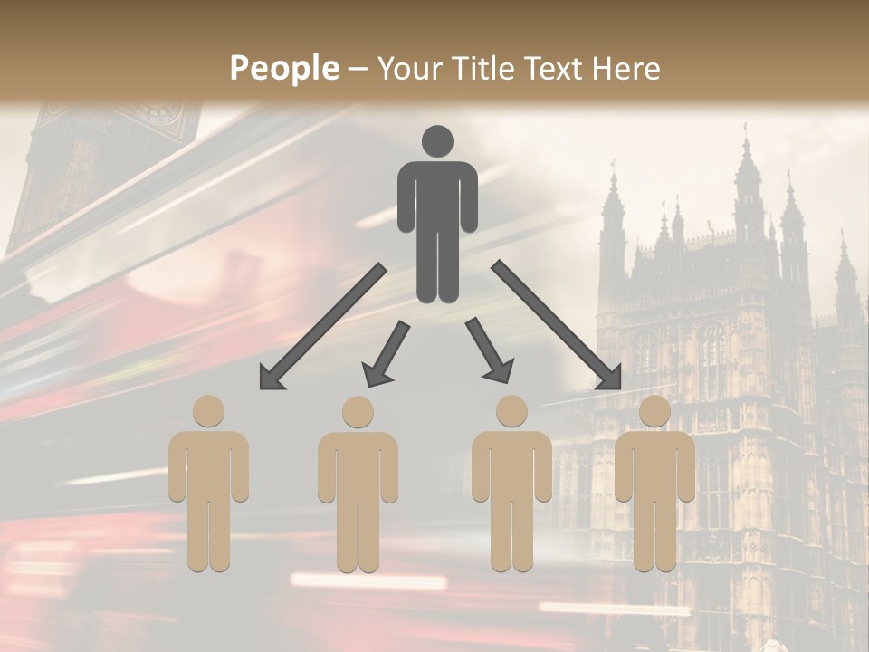 A Red Double Decker Bus Driving Down A Street PowerPoint Template